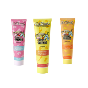 Dr. Bauer's Zahnpasta Lovely Friends Lieblingsedition (3x 90ml) gibt es in rosa, gelben und orangen Tuben mit 1000 ppm Fluorid und nachhaltiger Verpackung.