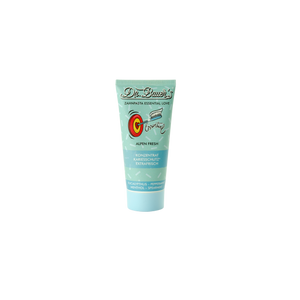 Eine hellblaue Tube von Dr. Bauer's Zahnpasta Essential Love Alpen Fresh 50ml mit Fronttext und Logos bietet Karies-Schutz und langanhaltende Frische.