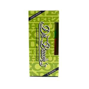 Grüne Schachtel der Dr. Bauer's Zahnputzbecher 4er Packung von Dr. Bauer's mit Text und einem kleinen Fenster, durch das die Zahnbürstengriffe im Inneren sichtbar sind.