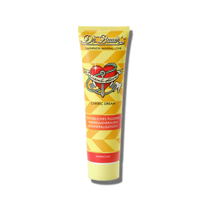 Dr. Bauer’s Zahnpasta Mineral Love Caribic Dream 90 ml mit Herz- und Ankerdesign bietet Meeresmineralien- und Maracuja-Geschmack – perfekt für empfindliche Zähne.
