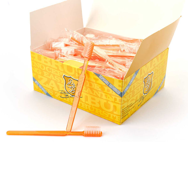 Dr. Bauer´s Einmalzahnbürsten mit Zahnpasta 100er Packung ORANGE