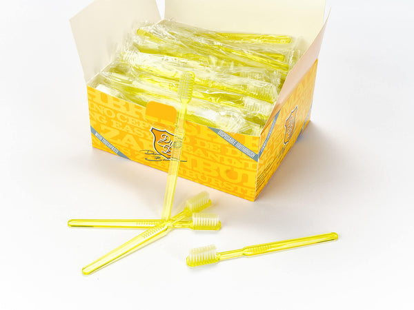 Dr. Bauer´s Einmalzahnbürsten mit Zahnpasta 100er Packung GELB