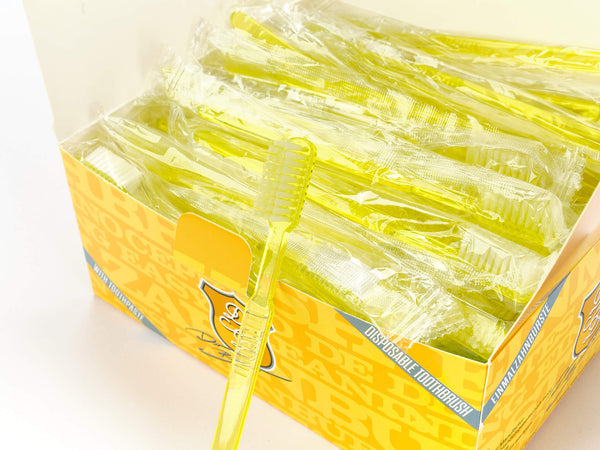 Dr. Bauer´s Einmalzahnbürsten mit Zahnpasta 100er Packung GELB