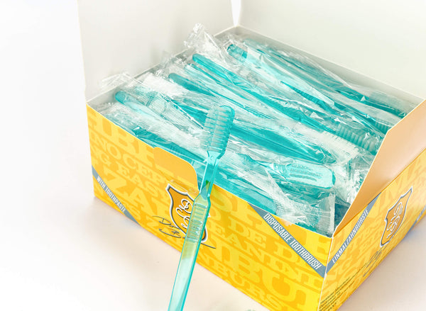 Dr. Bauer's Einmalzahnbürsten mit Zahnpasta einzel verpackt 100er Packung grün