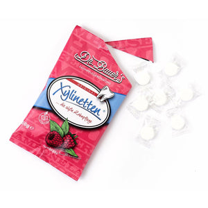 Dr. Bauer’s Xylinetten Himbeere 60g von Dr. Bauer’s – zuckerfreie, runde Zahnpflege-Bonbons, ideal für die tägliche Mundhygiene.